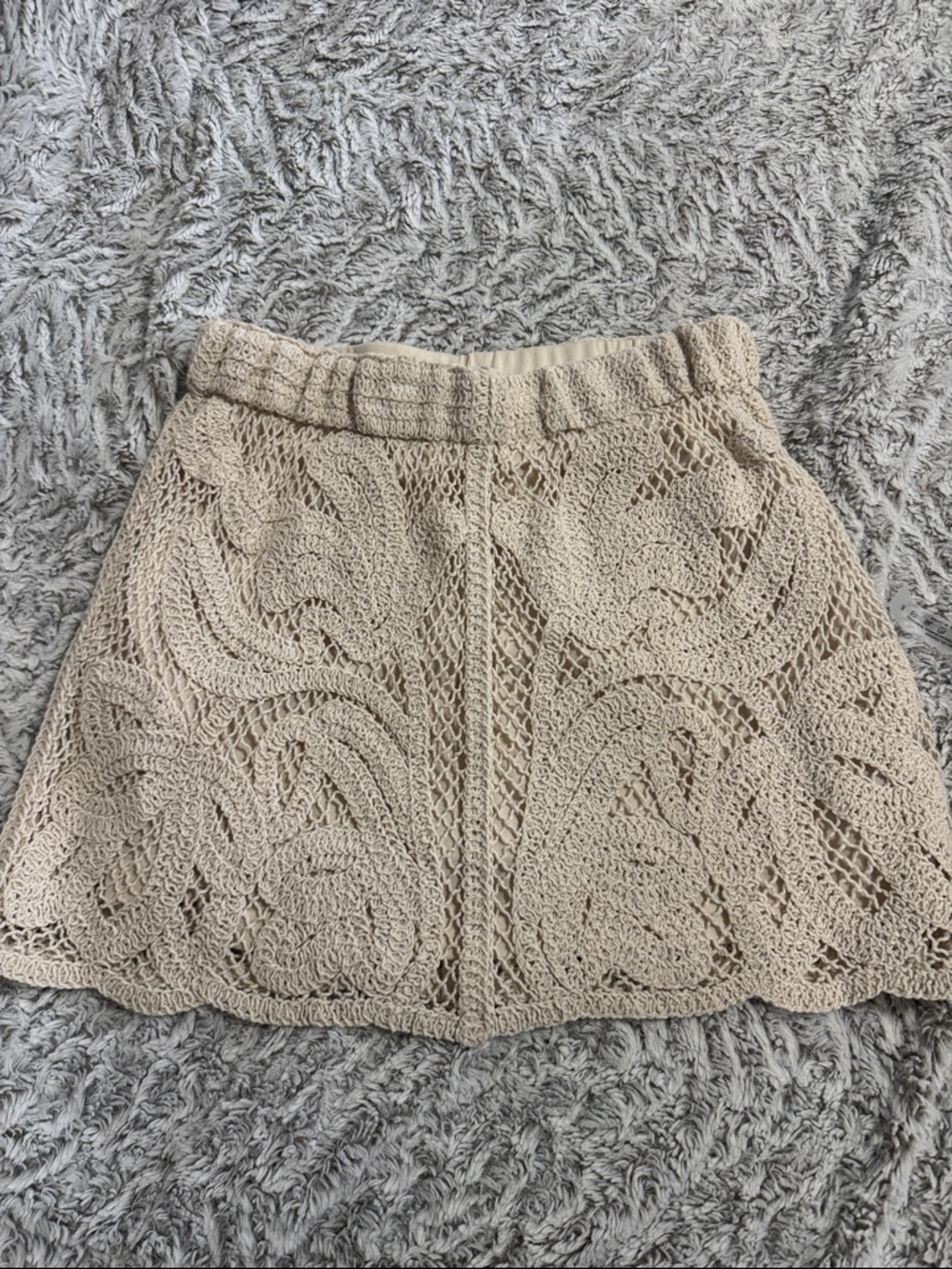 Ultra Pink Beige Crochet Mini Skirt